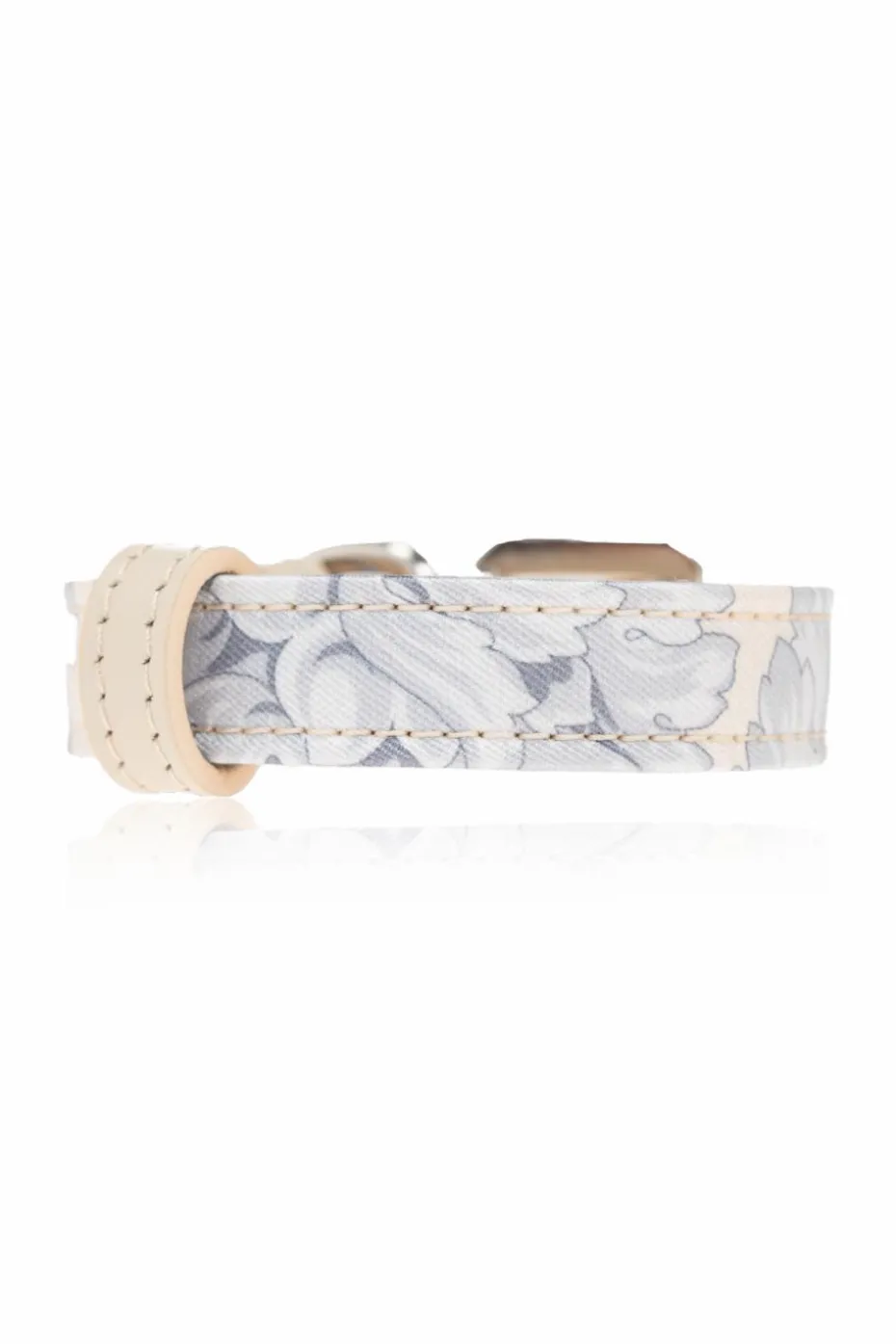 Versace Home cream Small dog collar with Barocco print