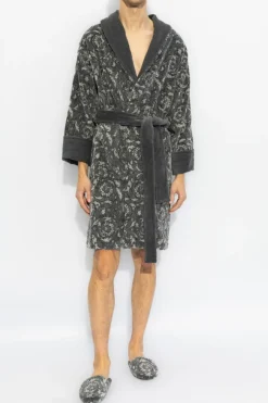 Versace Home GREY Bathrobe with Barocco pattern