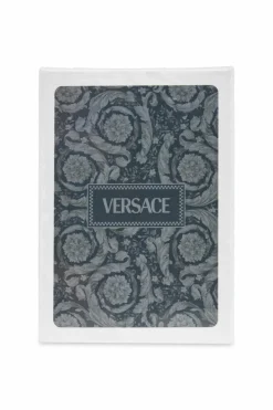 Versace Home GREY Set of two decks of cards in a leather case