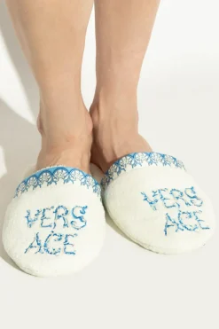 Versace Home WHITE Cotton flip-flops with print