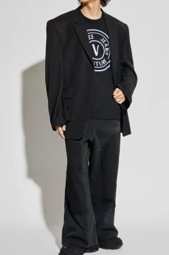 Versace Jeans Couture BLACK T-shirt with a velvet-finish print