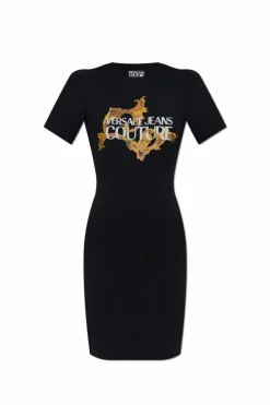 Versace Jeans Couture BLACK Dress with print and shimmering appliqués