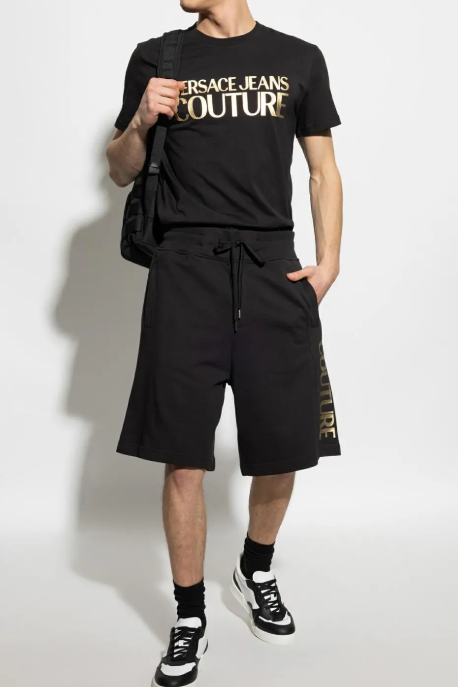 Versace Jeans Couture BLACK Shorts with printed logo