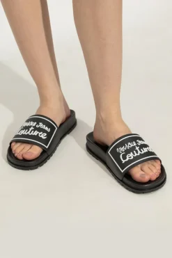 Versace Jeans Couture BLACK Rubber slides with logo