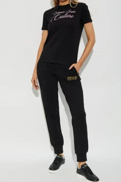 Versace Jeans Couture BLACK Sweatpants with embroidered logo