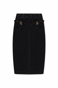 Versace Jeans Couture BLACK Denim skirt with back slit