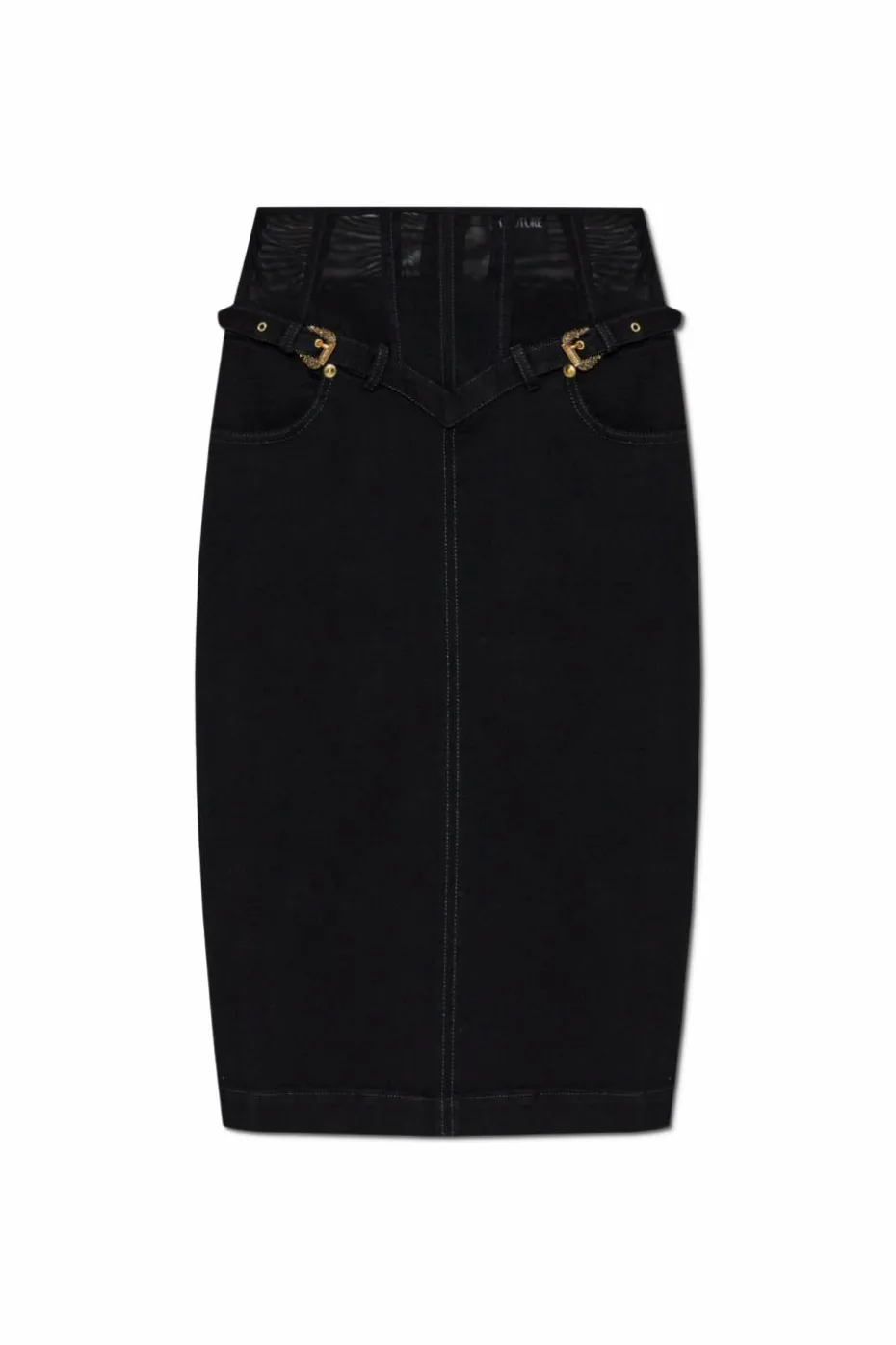 Versace Jeans Couture BLACK Denim skirt with back slit