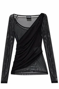 Versace Jeans Couture BLACK Top with decorative glitter finish