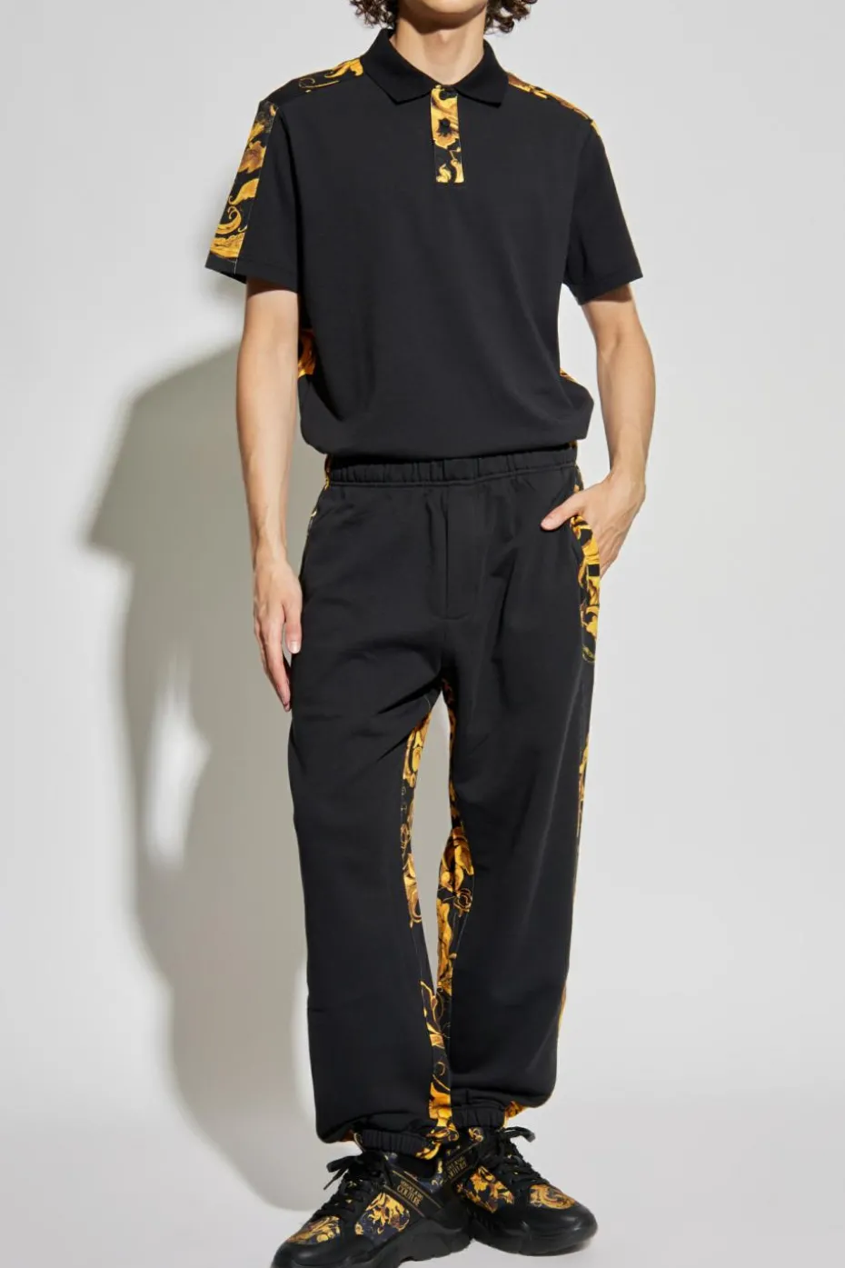 Versace Jeans Couture BLACK Polo shirt with 'Barocco' print