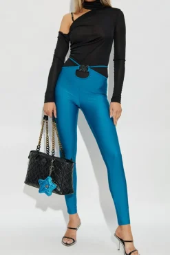 Versace Jeans Couture BLUE Leggings with logo appliqué