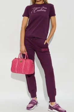 Versace Jeans Couture BURGUNDY T-shirt with shimmering appliqués