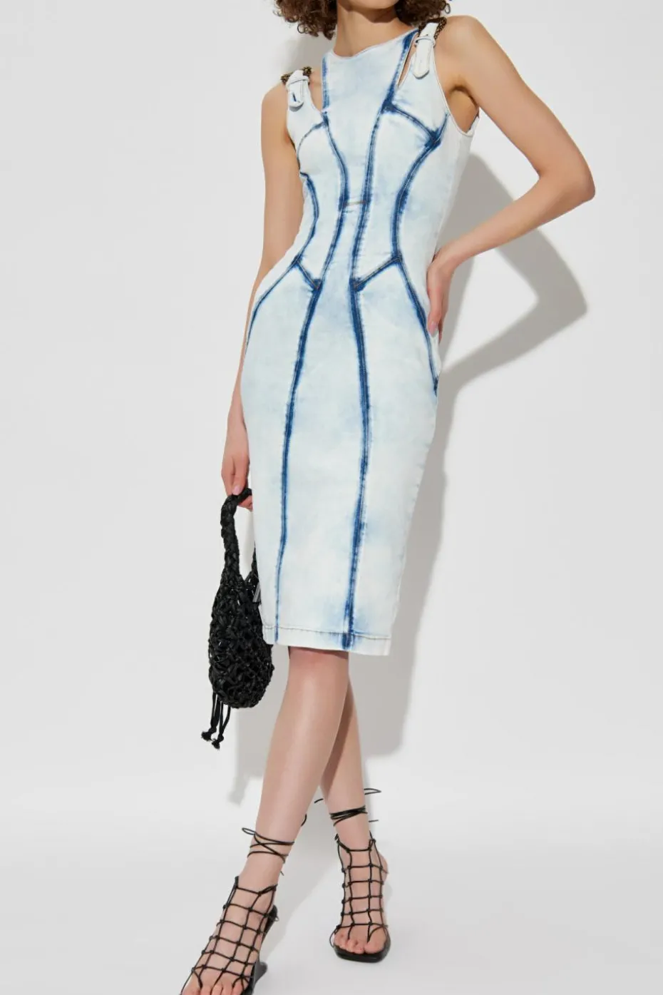 Versace Jeans Couture light blue Denim pencil dress