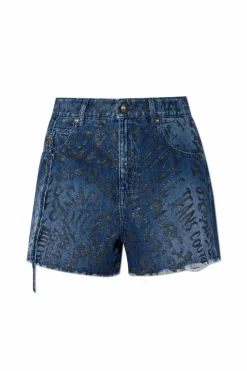 Versace Jeans Couture NAVY BLUE Denim shorts with vintage effect