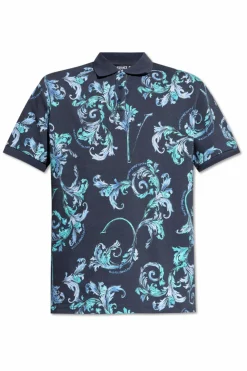 Versace Jeans Couture NAVY BLUE Polo with Barocco print