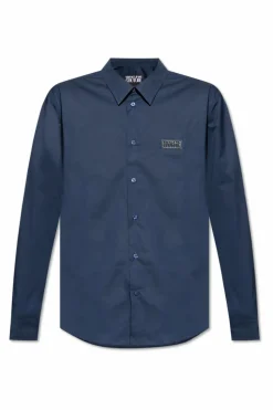 Versace Jeans Couture NAVY BLUE Shirt with logo appliquƩ