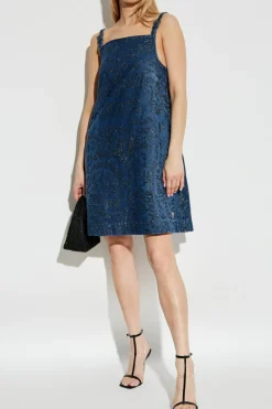 Versace Jeans Couture NAVY BLUE Denim dress with glitter finish
