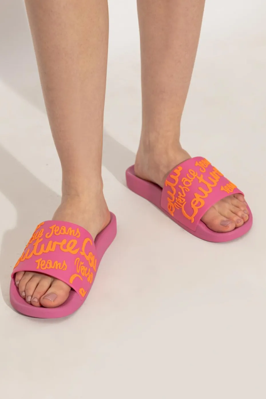 Versace Jeans Couture PINK Rubber slides with logo