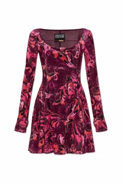 Versace Jeans Couture PINK Velvet dress with long sleeves
