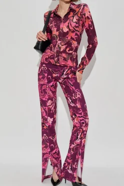 Versace Jeans Couture PINK Flared trousers with a slit