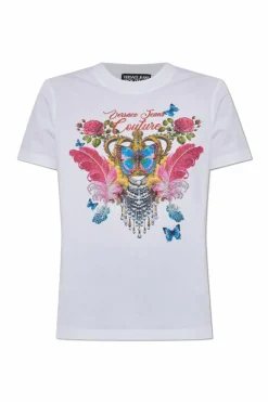 Versace Jeans Couture WHITE T-shirt with print and shimmering appliqués