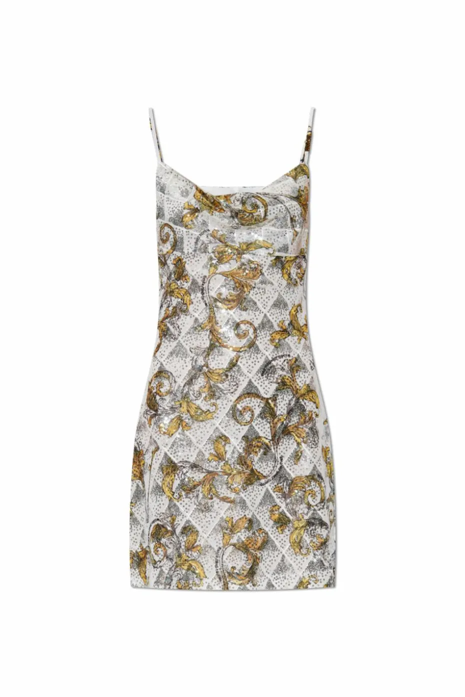 Versace Jeans Couture WHITE Sequin dress with barocco pattern