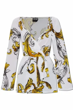 Versace Jeans Couture WHITE Top with Outline Barocco print