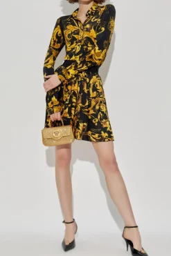 Versace Jeans Couture YELLOW Pleated skirt with "Barocco" print
