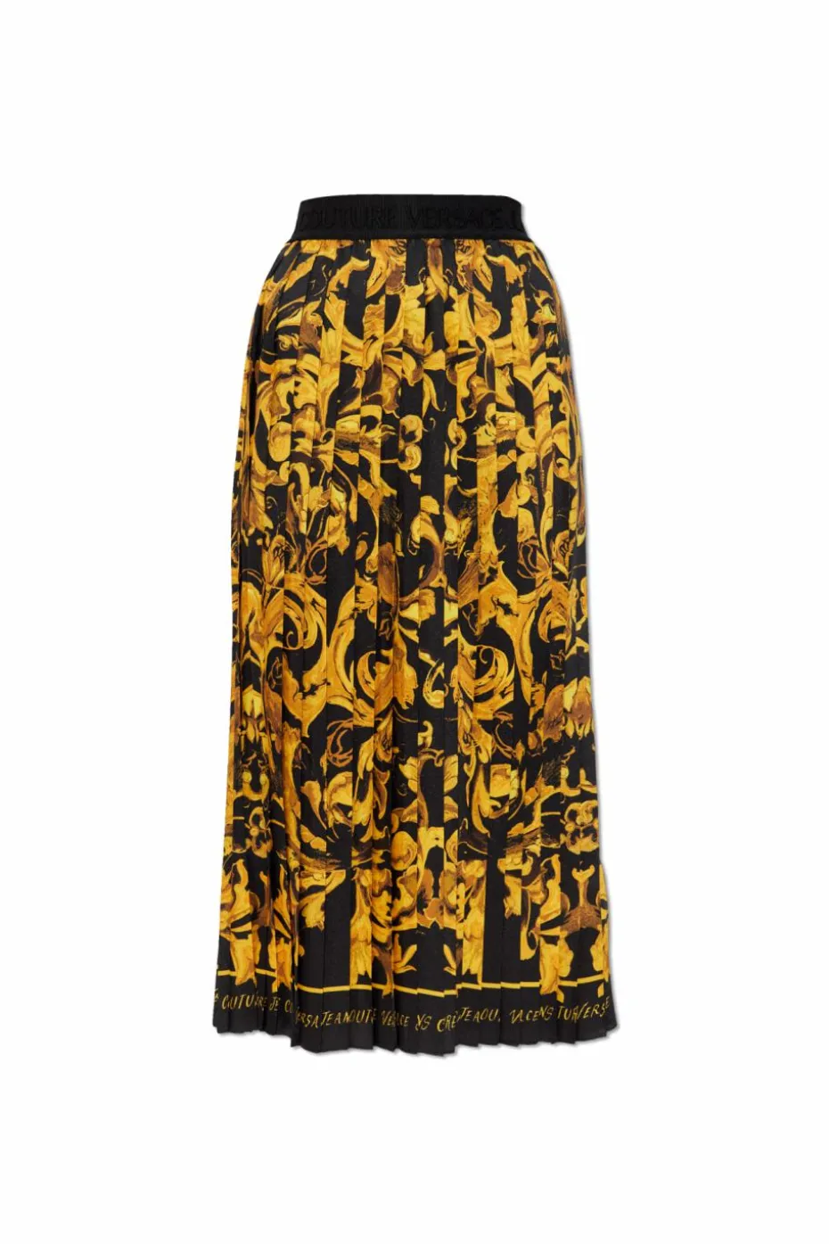 Versace Jeans Couture YELLOW Pleated skirt with 'Barocco' print