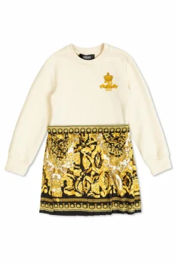 Versace Kids cream Dress with pleated skirt
