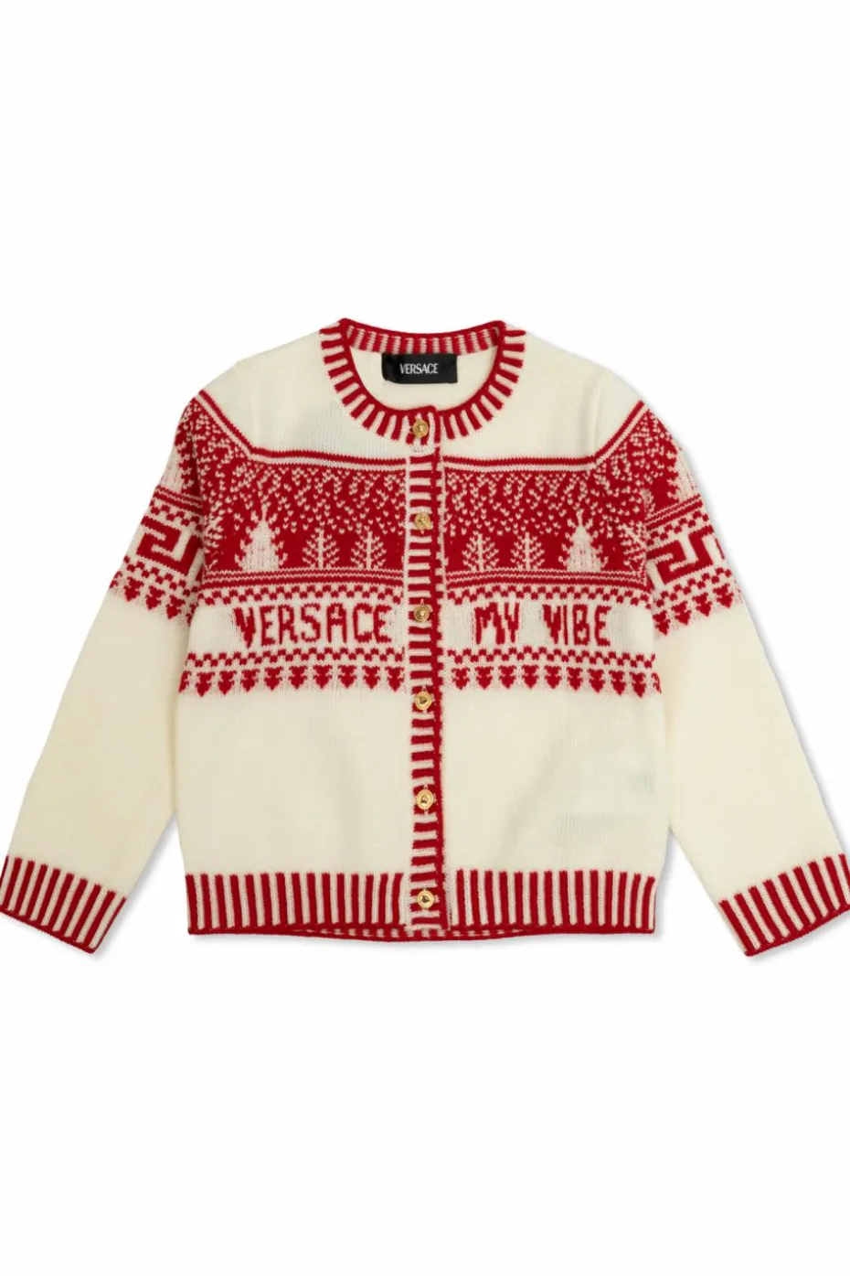 Versace Kids cream Patterned cardigan