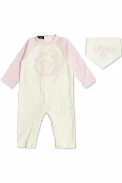 Versace Kids cream Set: jumpsuit and scarf