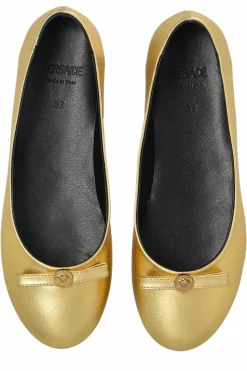 Versace Kids GOLD Leather ballet flats