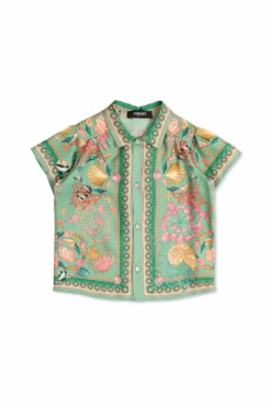 Versace Kids GREEN Silk shirt with print