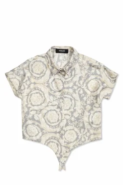 Versace Kids GREY Silk shirt with Barocco print