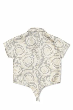 Versace Kids GREY Silk shirt with Barocco print