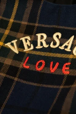 Versace Kids NAVY BLUE Dress with check pattern