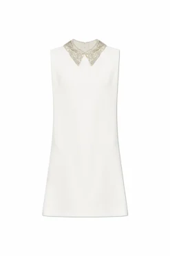 Versace light blue Dress with shimmering embellishments on the collar