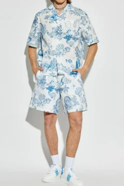Versace light blue Shirt with `Coral Theatre Allover` print