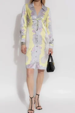 Versace MULTICOLOUR Silk dress with Medusa Cameo print