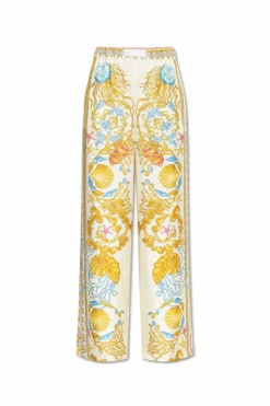 Versace MULTICOLOUR Silk trousers with "Underwater Barocco" print