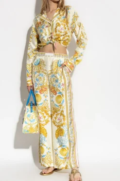 Versace MULTICOLOUR Silk trousers with "Underwater Barocco" print