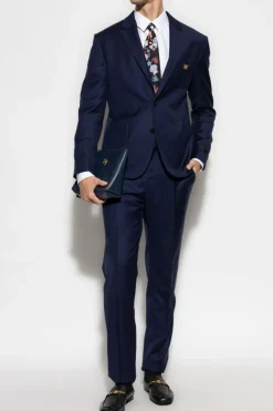 Versace NAVY BLUE Creased trousers