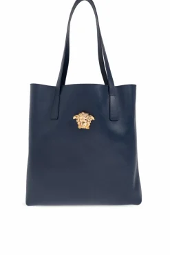 Versace NAVY BLUE Leather 'shopper' bag