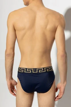 Versace NAVY BLUE Logo swim briefs