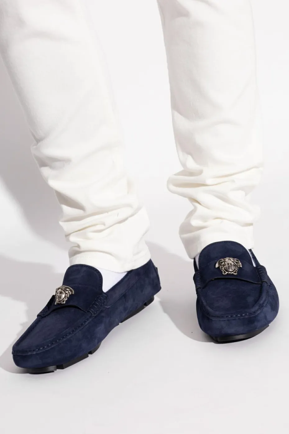 Versace NAVY BLUE Suede loafers