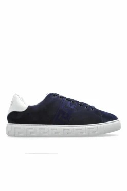 Versace NAVY BLUE Suede sports shoes