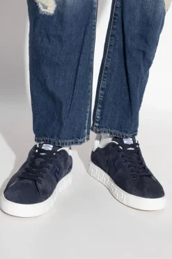 Versace NAVY BLUE Suede sports shoes