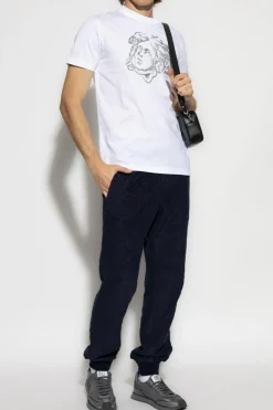 Versace NAVY BLUE Sweatpants with 'barocco' pattern