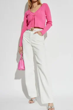 Versace PINK Cardigan with a safety pin closure