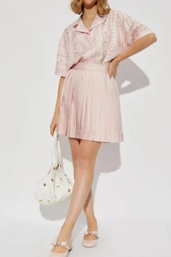 Versace PINK Pleated silk skirt